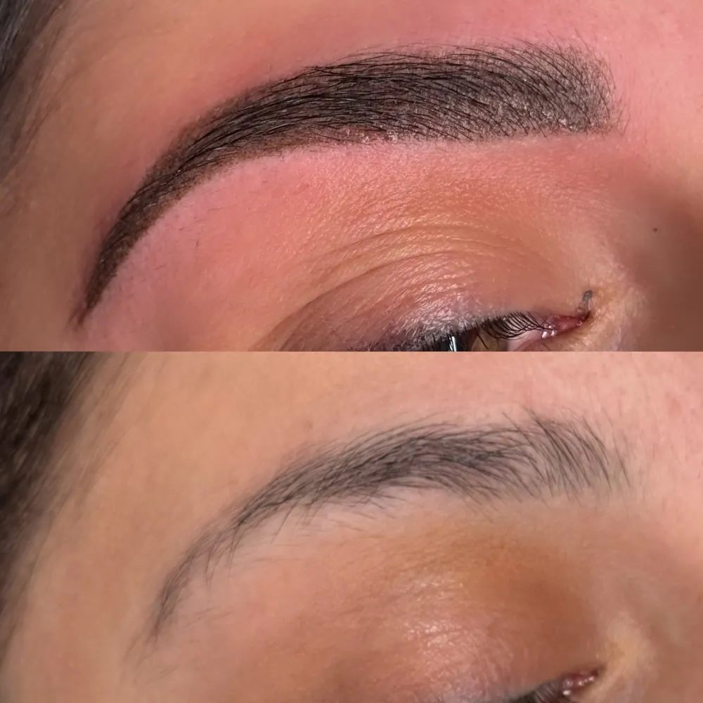 Permanent make-up powder brows before and after, Bond Beauty Larnaca