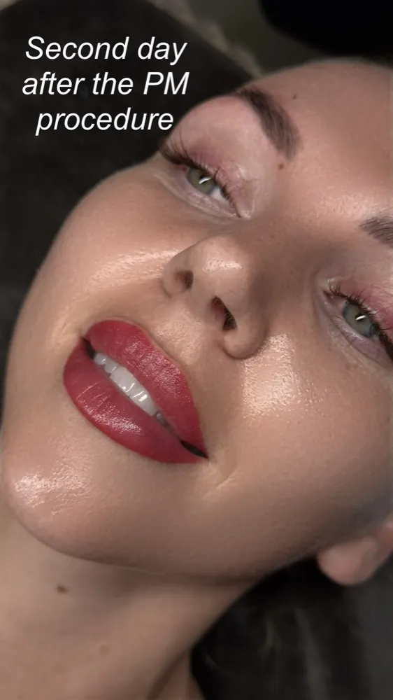 Healed permanent make-up lips, two days after the procedure, Bond Beauty Larnaca